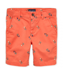 CHILDRENS PLACE ORANGE WITH PALM PRINT CHINO SHORTS